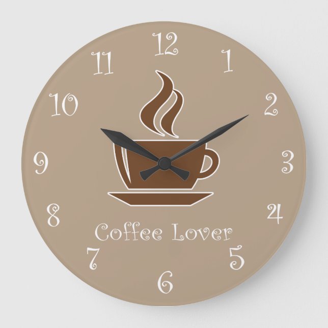 Kitchen Wall Clock with Coffee Theme (Front)