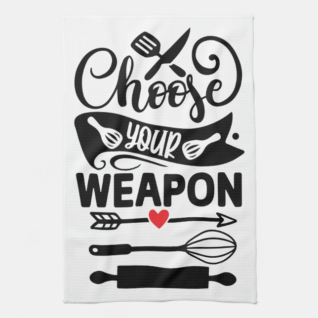 Kitchen Warrior: Choose Your Culinary Weapon Towel (Vertical)