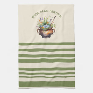 Kitchen Witch Brew Bake Bewitch Cottagecore Towel