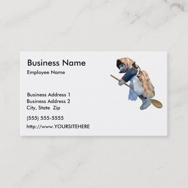 Kitchen Witch Riding Spoon business card template (Front)