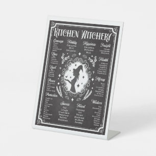 Kitchen Witchery Magic Knowledge Chart Vintage Pedestal Sign