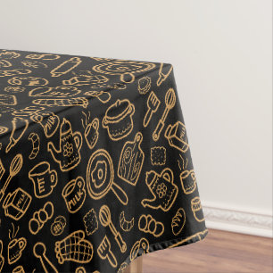 Kitchenware Black  Tablecloth