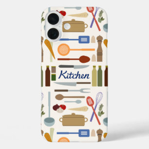 Kitchenware Illustration+Type Pattern Colour iPhone 16 Plus Case