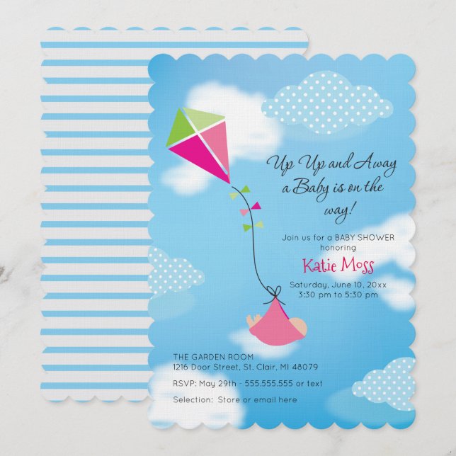 Kite Baby Shower Invitation (Front/Back)