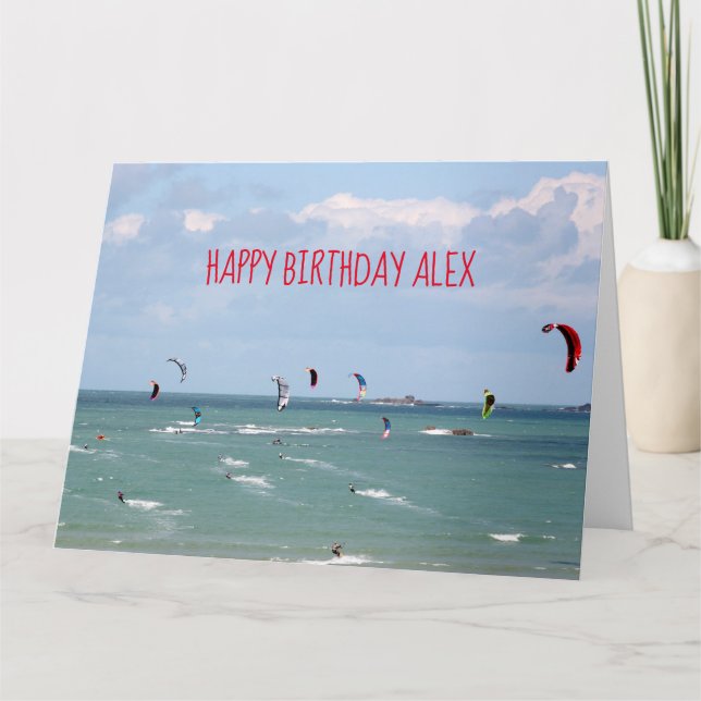 Kite Boarding Race Happy Birthday personalized Car Card (Front)
