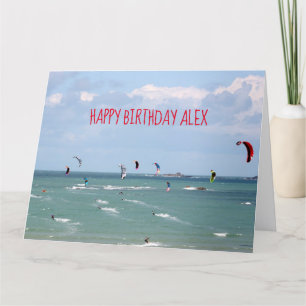 Kite Boarding Race Happy Birthday personalized Car Card