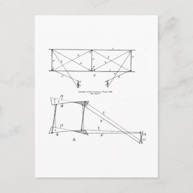 Kite Diagram - Kite (Wright), 1899 Postcard (Front)