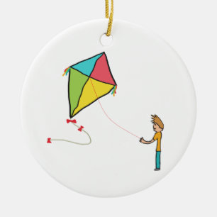 Kite Flying Ceramic Ornament