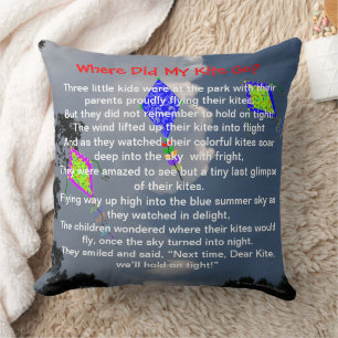 Kite Flying Clouds Poem PERSONALIZE NAMES 20x20 Throw Pillow