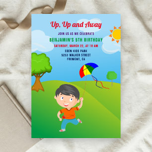 Kite Flying Kids Birthday Party Invitation
