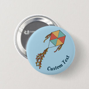 Kite Icon Light Blue 2 Inch Round Button