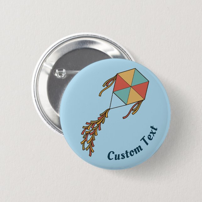 Kite Icon Light Blue 2 Inch Round Button (Front & Back)