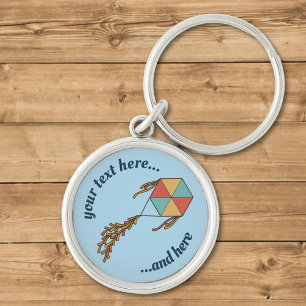Kite Icon Light Blue Keychain