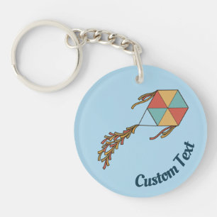 Kite Icon Light Blue Keychain