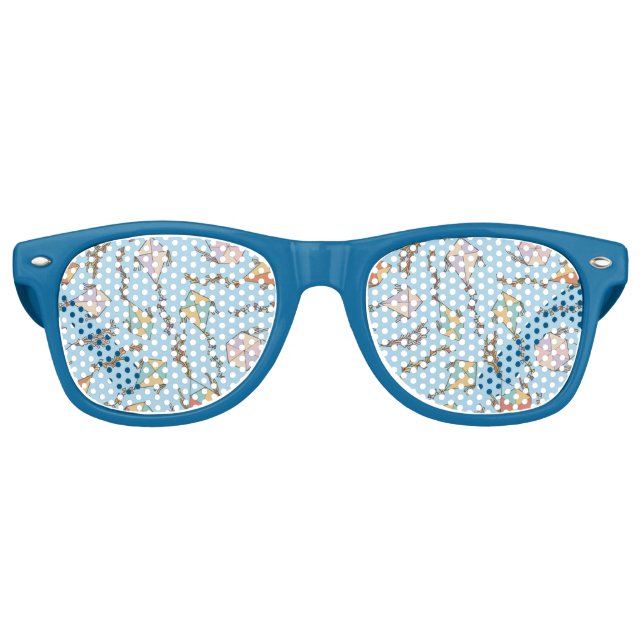 Kite Icons Pattern Light Blue Retro Sunglasses (Front)