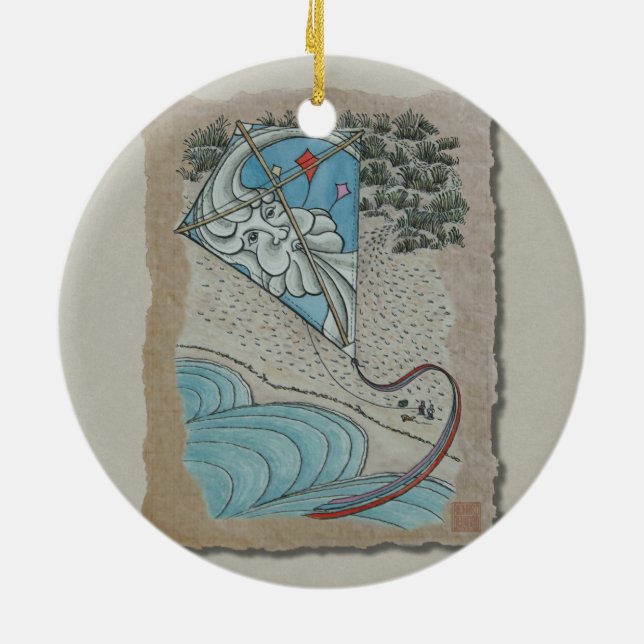 Kite & Mr. North Wind Ceramic Ornament (Back)