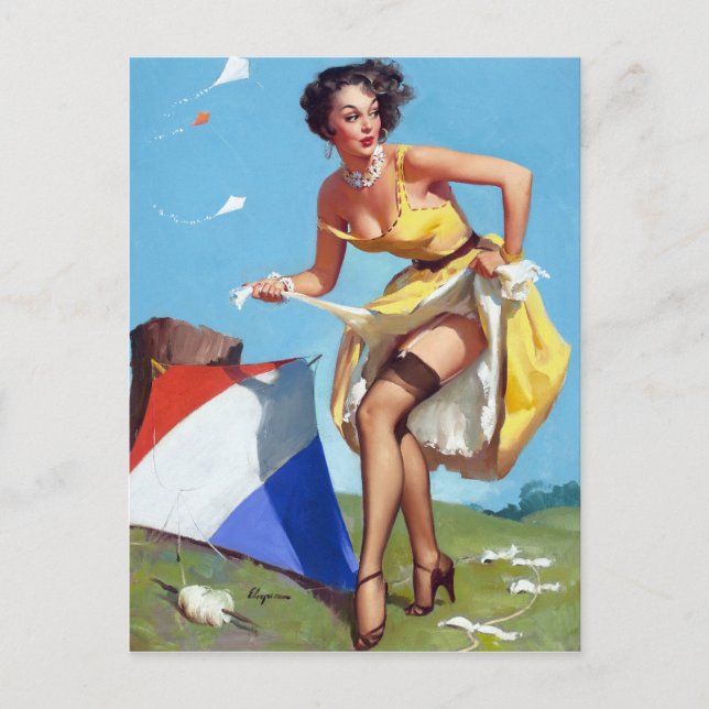 Kite Pin Up Postcard (Front)