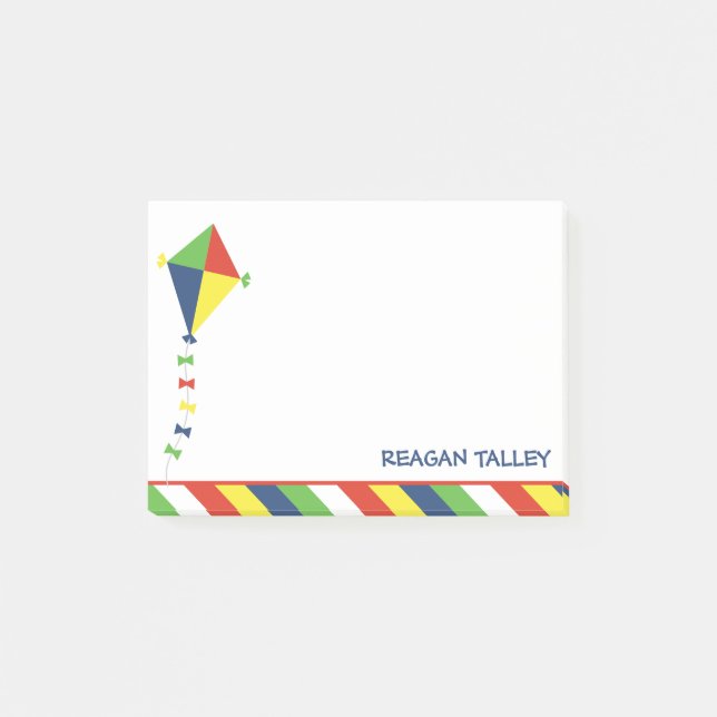 Kite Stripes Personalized Post-It Notepad (Front)