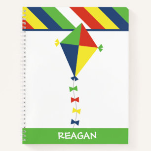 Kite Stripes Personalized Spiral Notebook