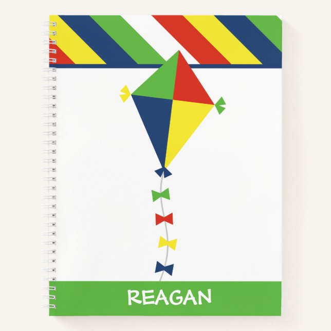 Kite Stripes Personalized Spiral Notebook (Front)