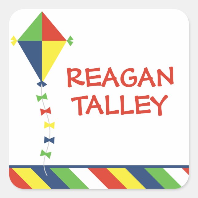 Kite Stripes Personalized Stickers (Front)