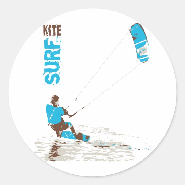 kite surf classic round sticker (Front)