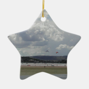 Kite Surfers. Scenic view. Ceramic Ornament