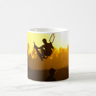 Kite Surfing at Sunset Silhouette Coffee Mug
