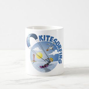 Kite surfing blue illustration coffee mug