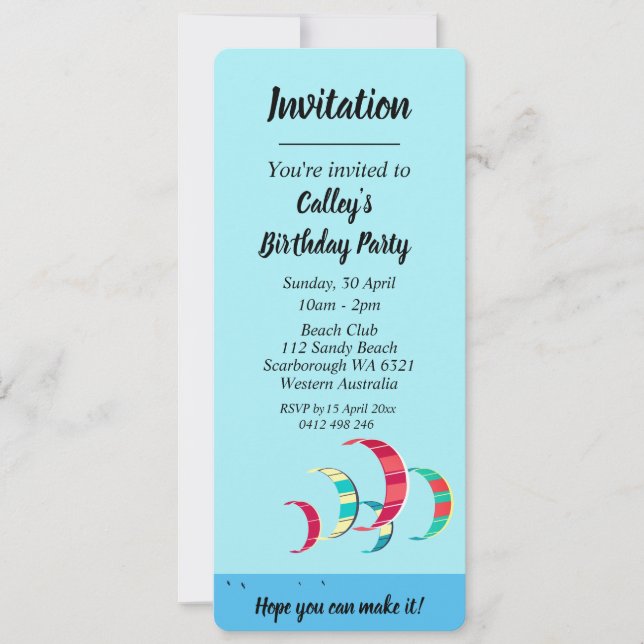 Kite Surfing Invitation (Front)