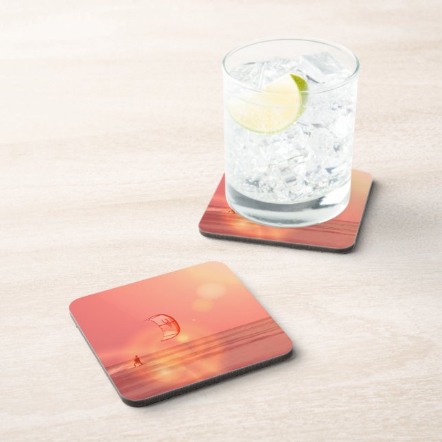 Kiteboarding Sunset Cork Coasters (Right Side)