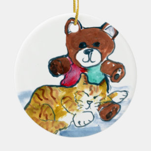 Kiten's Teddy Bear Nap Ceramic Ornament