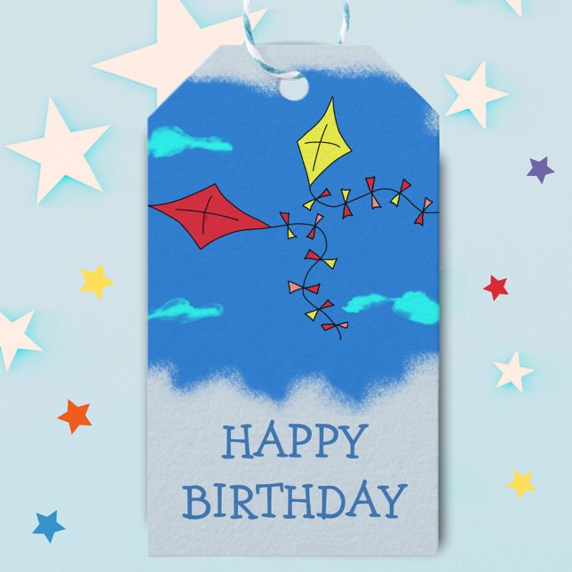 Kites in the Blue Sky Happy Birthday Gift Tags (Creator Uploaded)