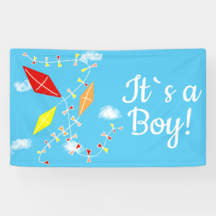 Kites in the Sky It`s a Boy Baby Shower Banner