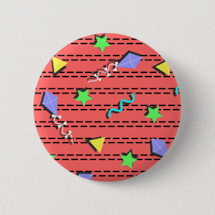 kites, stars, triangles and curvy lines 2 inch round button