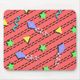 kites, stars, triangles and curvy lines mouse pad