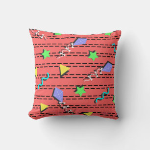 kites, stars, triangles and curvy lines throw pillow