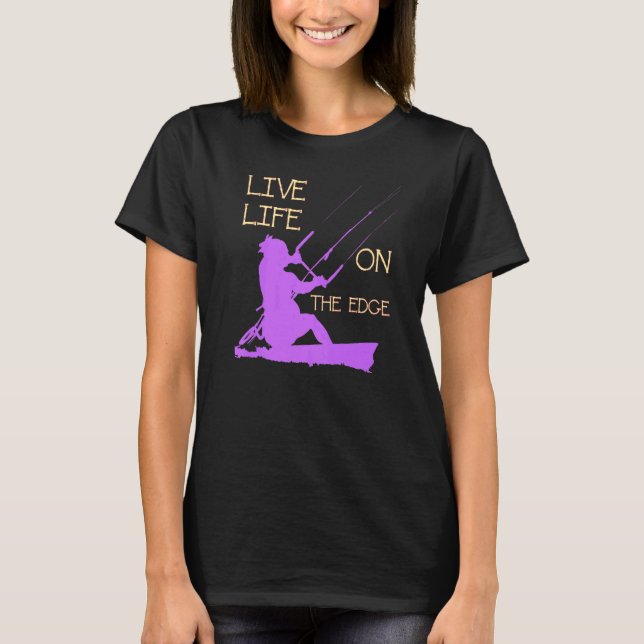 Kitesurfer Riding A Wave Live Life On The Edge Lil T-Shirt (Front)
