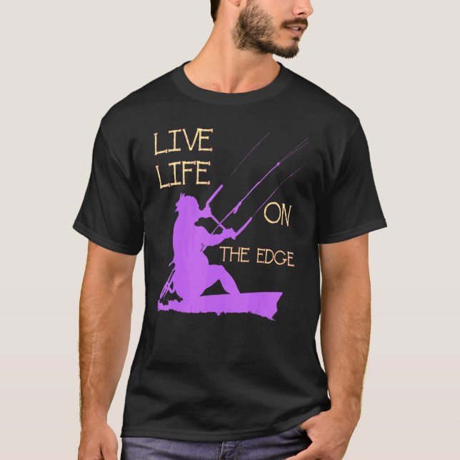 Kitesurfer Riding A Wave Live Life On The Edge Lil T-Shirt (Front)