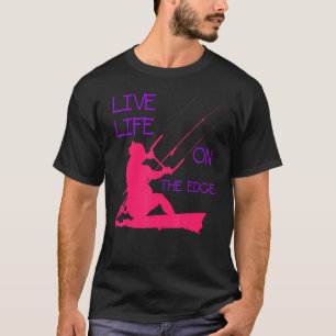 Kitesurfer Riding A Wave Live Life On The Edge Pin T-Shirt