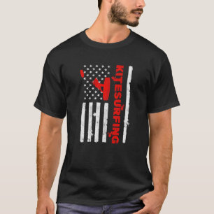 Kitesurfing American Flag Kitesurfer Kite USA Kite T-Shirt