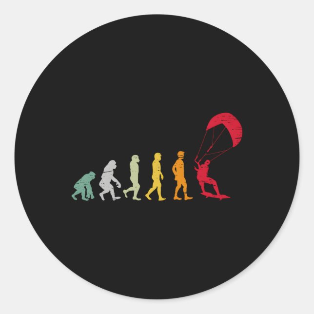 Kitesurfing Kiteboarding Board Kitesurfer Kiteboar Classic Round Sticker (Front)