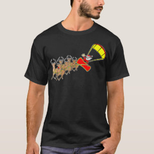 Kitesurfing Santa Sleigh  Christmas Kiteboarding  T-Shirt