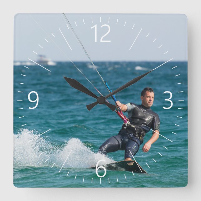kitesurfing square wall clock (Front)