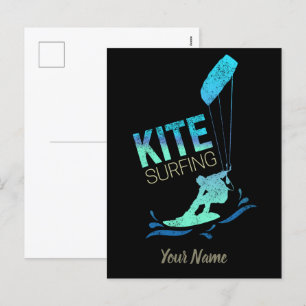 Kitesurfing Vintage Kiteboarder Kite Surfing Holiday Postcard