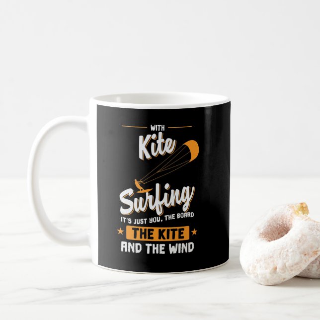 Kitesurfing with board and wind coffee mug (With Donut)