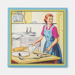 Kitsch 1950s Vintage Baking Housewife Magnet