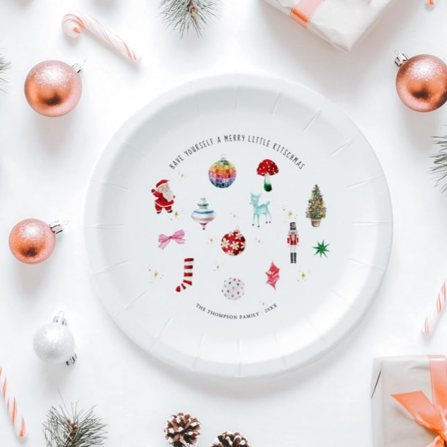 Kitsch Christmas | Retro Holiday Party Paper Plate (Creator Uploaded)