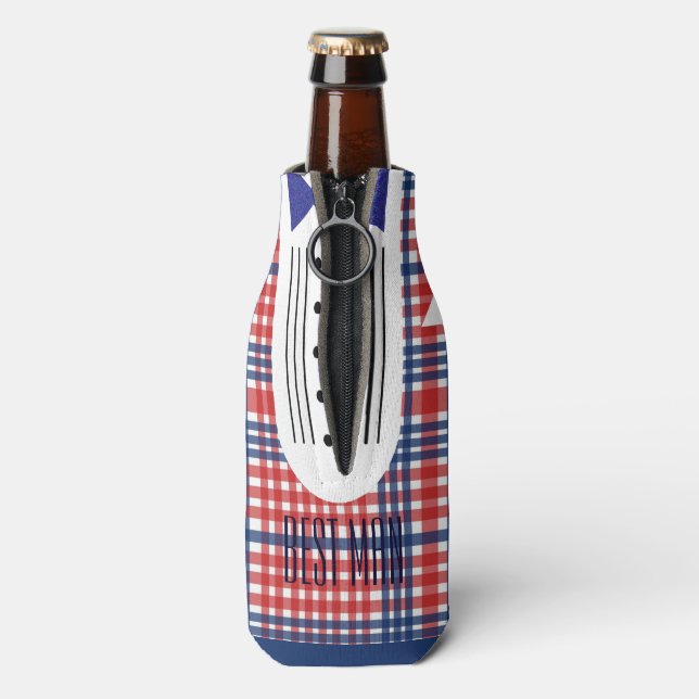Kitsch Country Wedding Groom Party Bottle Cooler (Bottle Back)