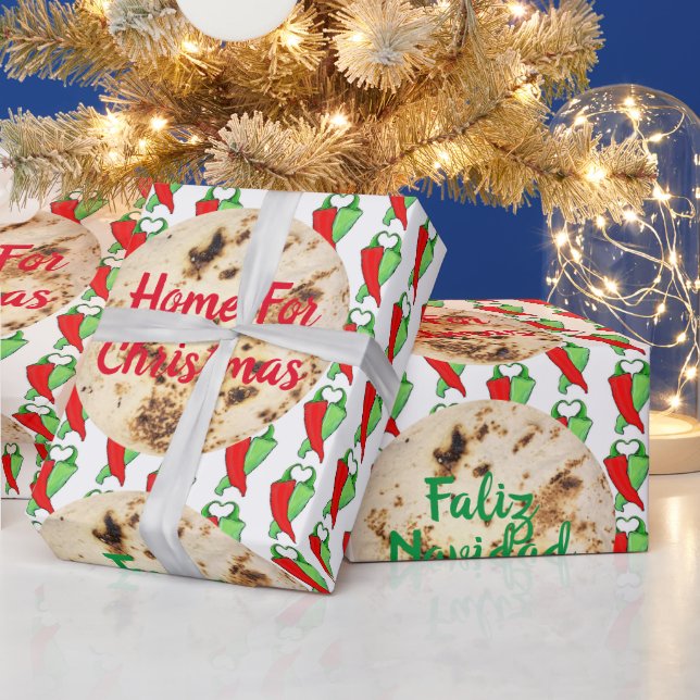 Kitsch Faliz Navidad Tortilla Chili Your Text Wrapping Paper (Holidays)